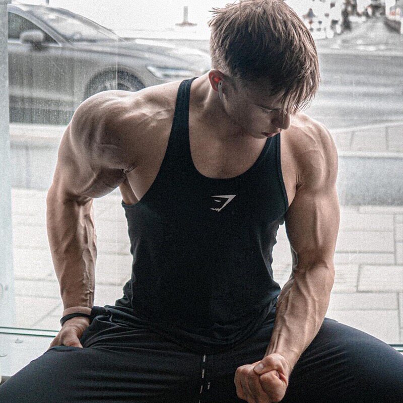 加减法劲夫同款鲨鱼Gymshark细带背心男运动健身健美吊带弹力背心