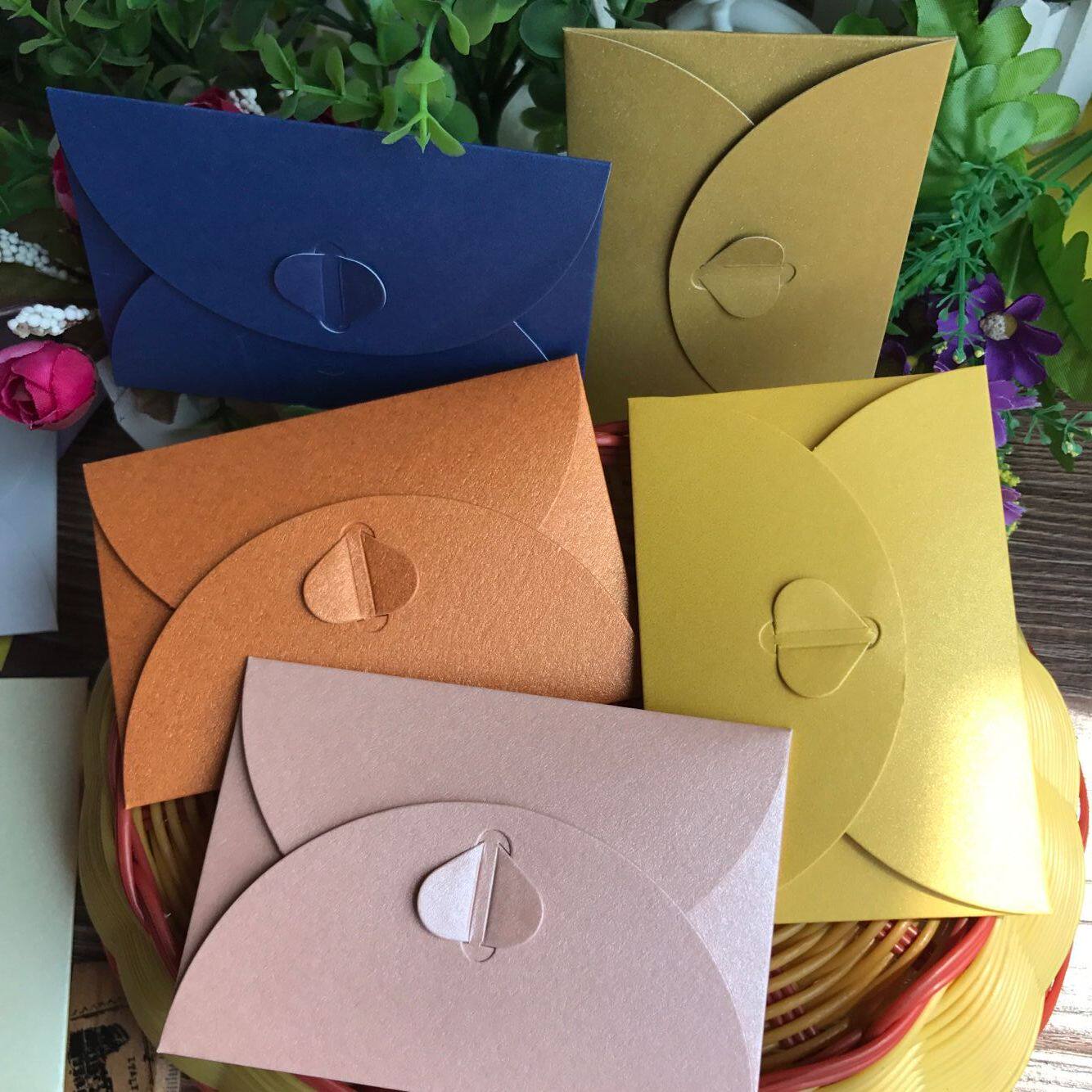 迷你爱心扣封 小号爱心扣信封信纸心心扣装饰情书信封 会员卡收纳