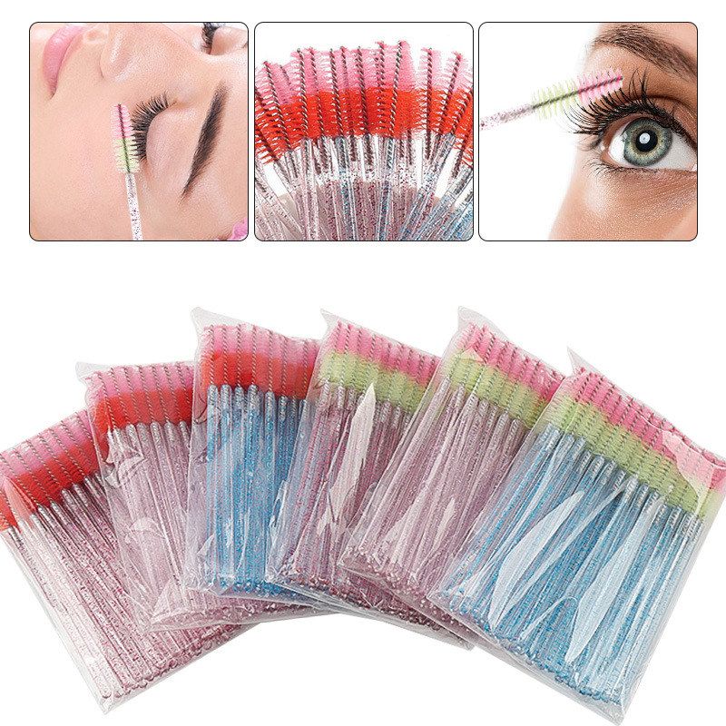 批发双色头水晶睫毛刷便携式螺旋刷眉刷眉毛梳嫁接睫毛卷翘小梳子