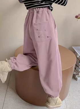 女童裤子春秋款2026新款女孩秋季洋气休闲卫裤韩版儿童秋装运动裤