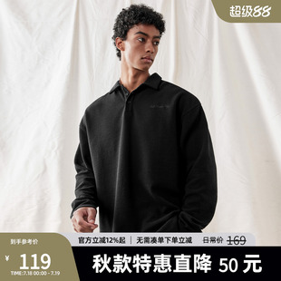 上衣 BD健美站新款 华夫格男士 polo衫 简约刺绣翻领t恤男宽松长袖