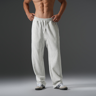男 男宽松灰色健身运动卫裤 BD健美站360G磨毛美式 重磅直筒休闲长裤