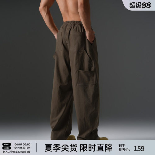 美式大码工装风弯刀裤