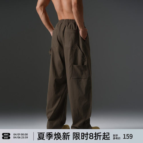 美式大码工装风弯刀裤