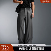 宽松垂感长裤 BD健美站春季 男款 休闲运动弯刀裤 美式 简约复古西裤