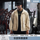 bdpowerup轻薄梭织工装 外套男简约印花立领运动外套男宽松