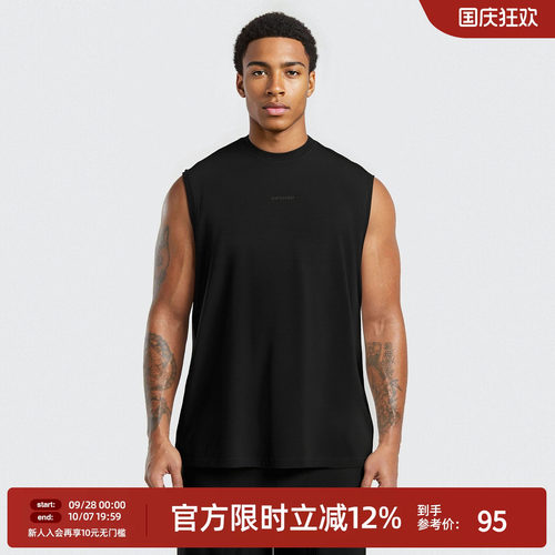 【防晒速干】bdpowerup夏季美式健身无袖t恤简约篮球运动背心男
