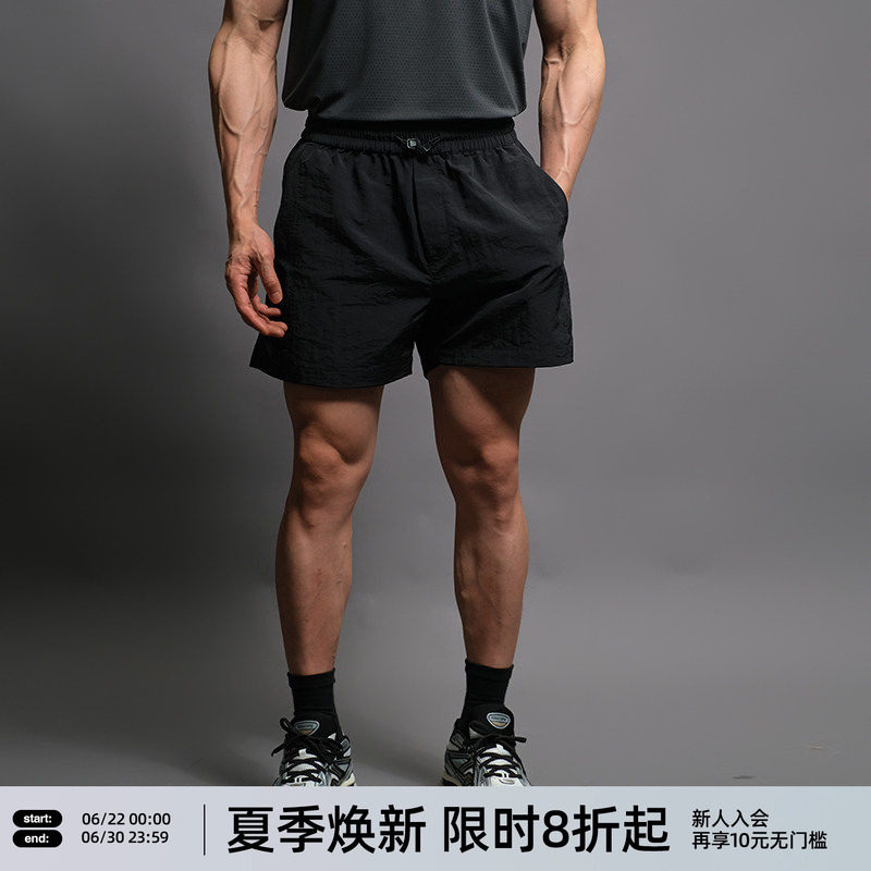 BD夏季薄款梭织三分裤简约健身训练运动短裤男宽松大码 - 实物图