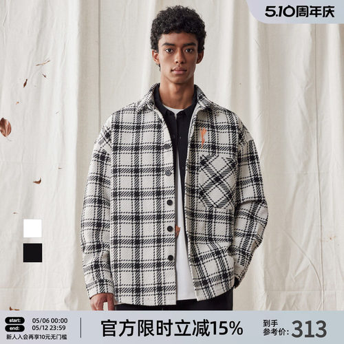 翻领小香风衬衫外套男