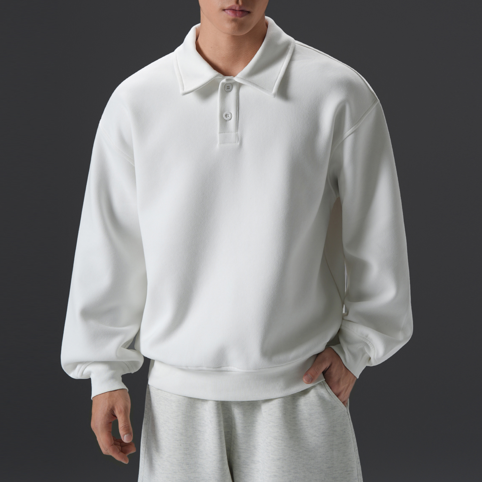 美式肌理感长袖Polo衫