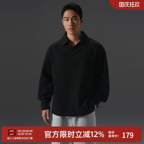 简约海鸥领长袖Polo衫男