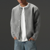 外套宽松纯色休闲毛衣男 BD健美站安迪绒针织开衫 1330G超重磅