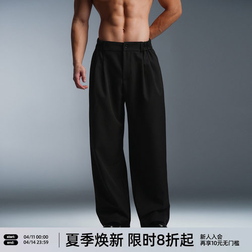 美式梭织黑色直筒裤男