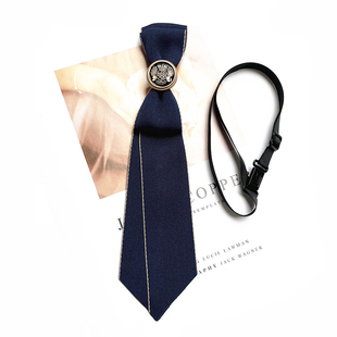 黑色 领结男女学生ins潮免打短 jk小领带女学院风懒人日系制服衬衫