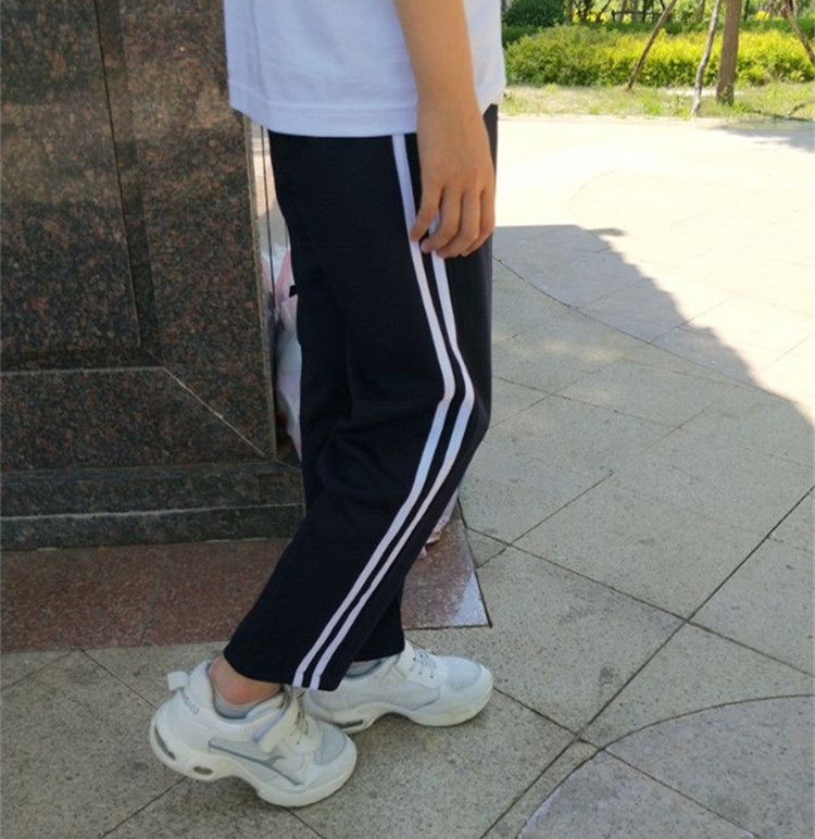 春夏校服裤子黑色藏蓝色两道杠运动裤小学初中高中生运动长裤包邮