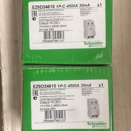 议价EZ9D34610 1P-C 4500A 30mA 库存正品施耐德 EASY9 RCBO 全新