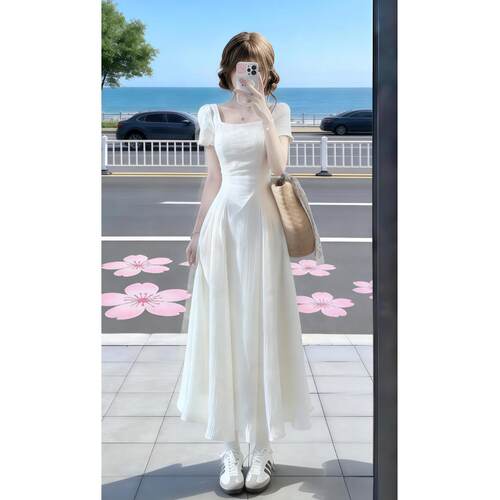 绝美漂亮法式小个子初恋白色连衣裙子女2026新款夏季海边度假长裙