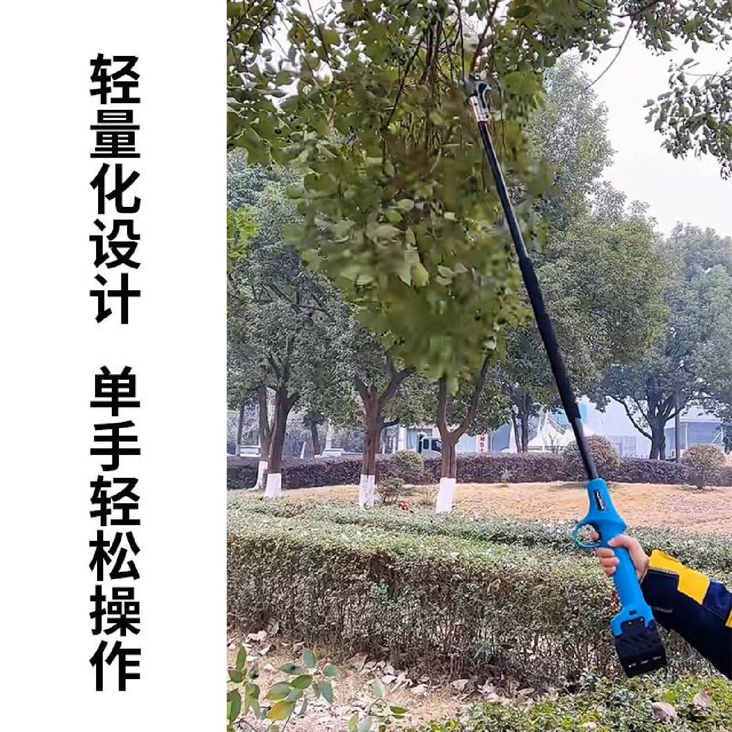 电动修枝剪刀园林高枝剪果树粗枝锂电摘果剪子加长充电式剪枝机剪