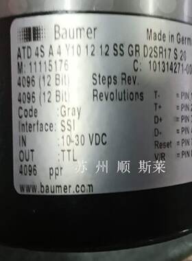 德国原装进口Baumer编码器ATD4SA4Y101212SSGRD2SR17SIP65056