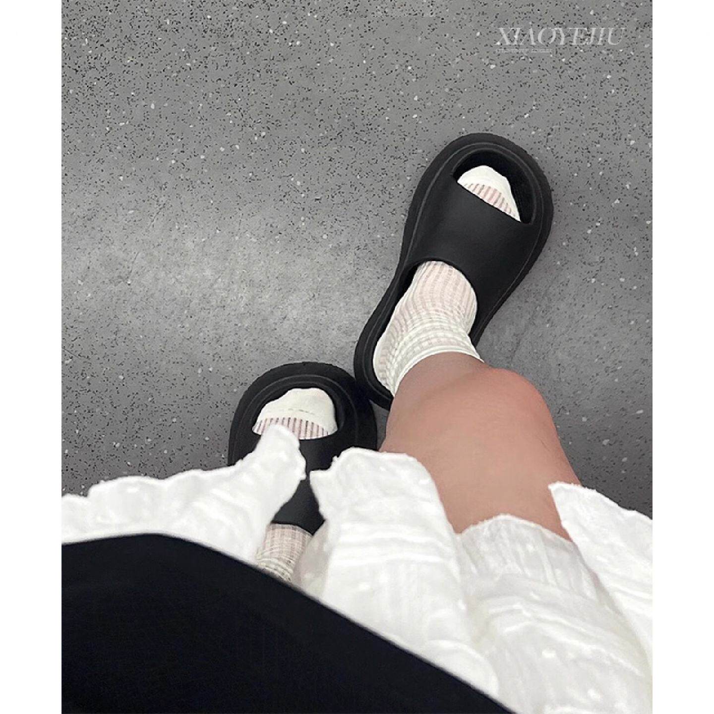 黑色厚底拖鞋女2026新款夏季外穿高级感时尚增高凉拖网红一字拖