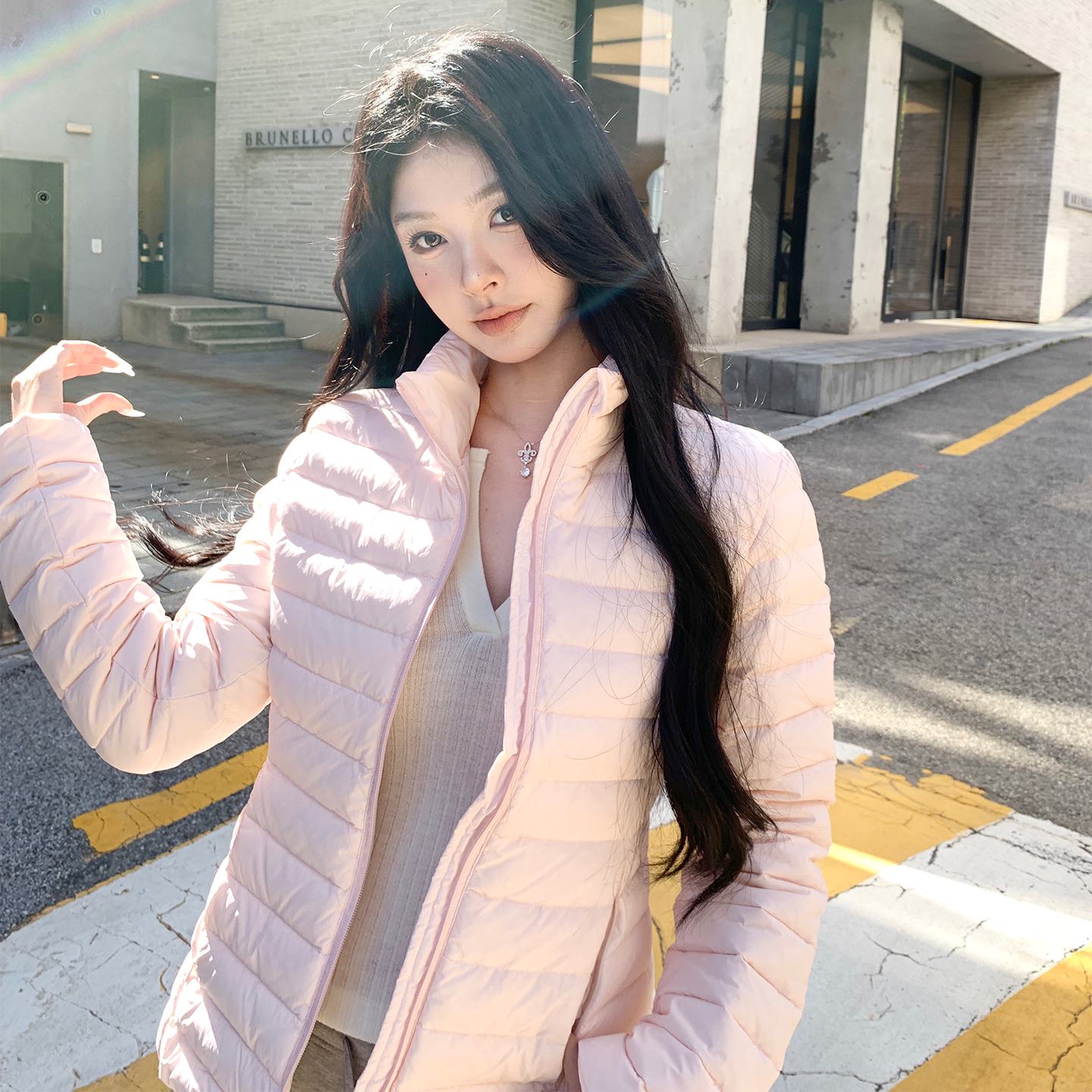 轻薄排骨羽绒服女冬季2025修身面包服白鸭绒短款外套