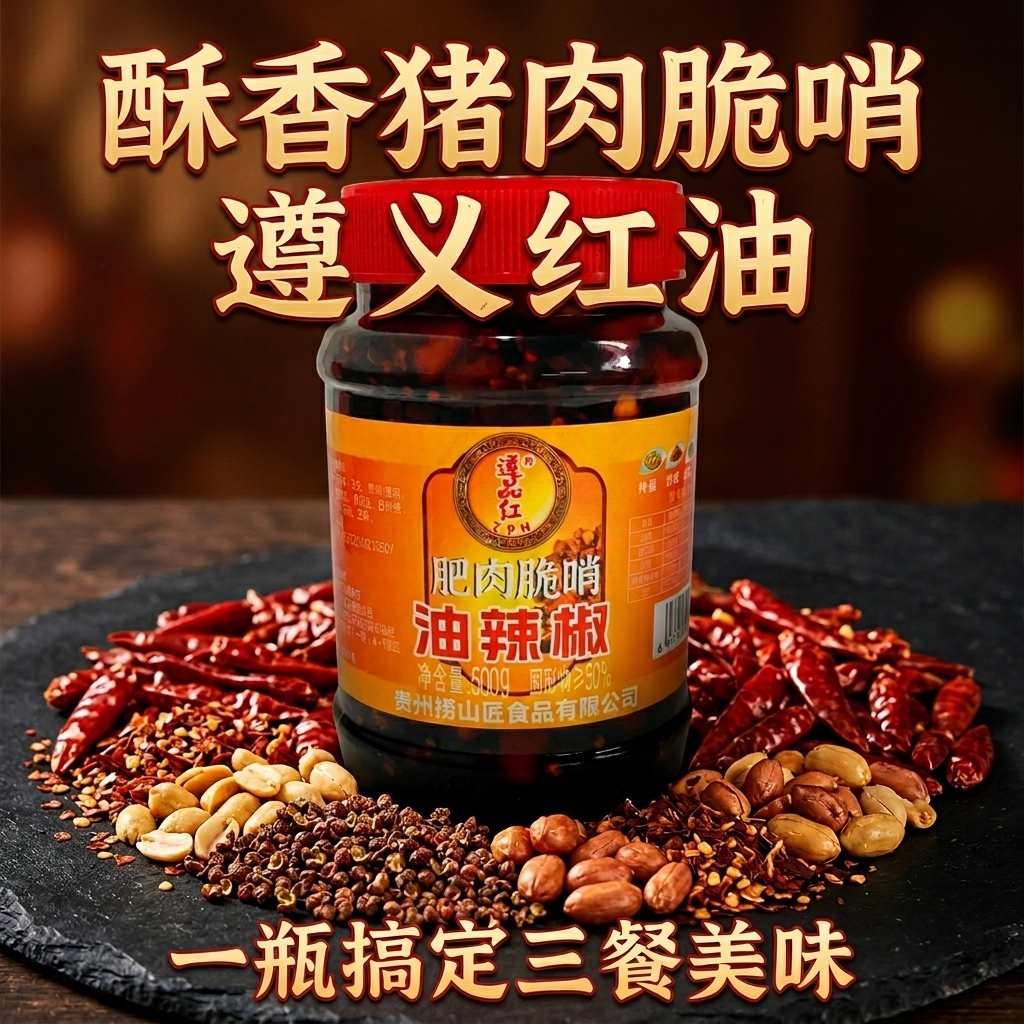 遵品红瓶装脆哨油辣椒遵义辣椒