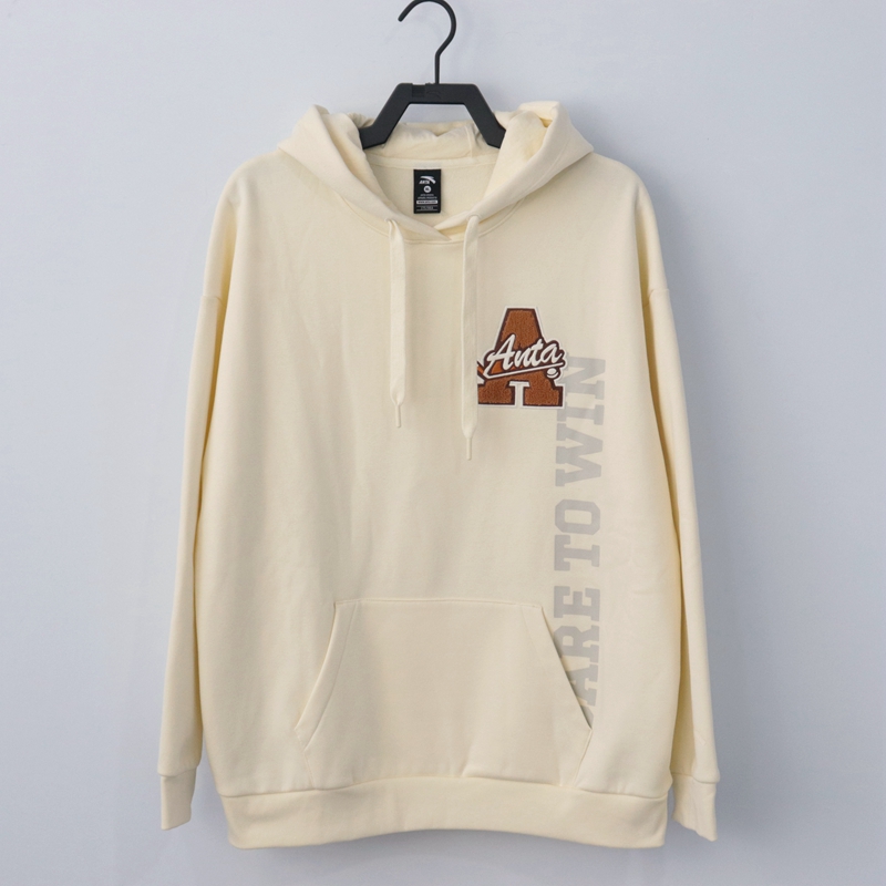 安踏女卫衣针织运动上衣秋冬加绒加厚保暖连帽套头帽衫162248721