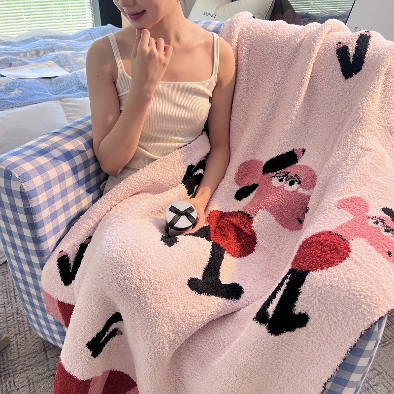 ins少女粉色铅笔鼠半边绒毛毯秋冬新品宿舍盖毯可爱卡通保暖绒毯