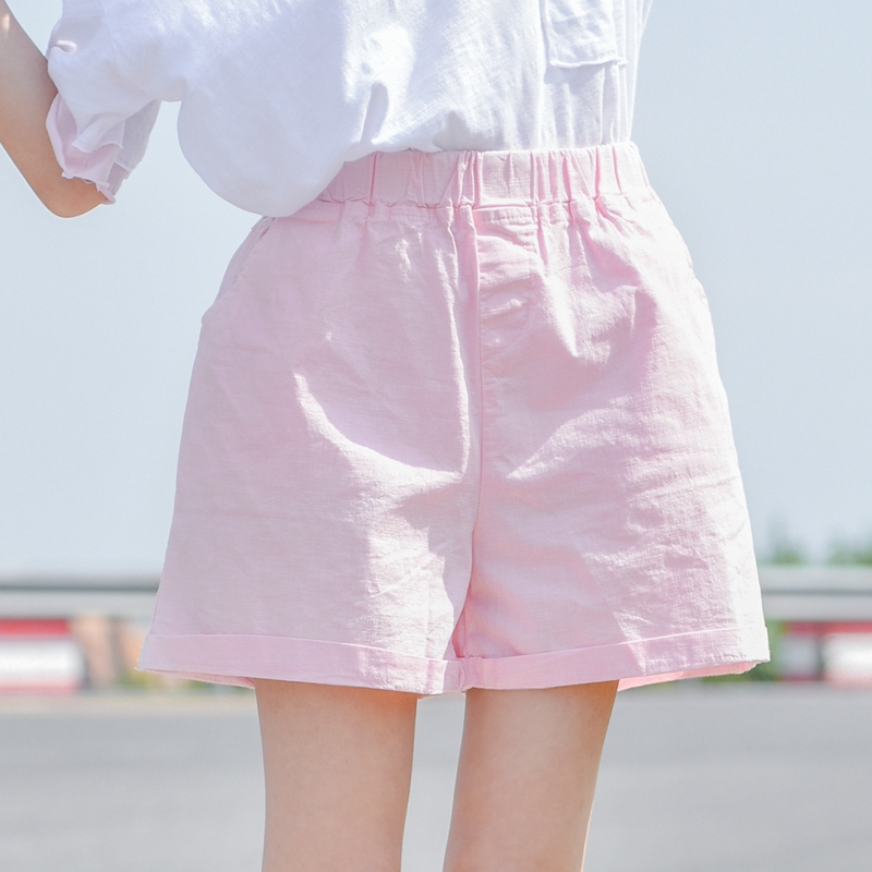 卖完不补货森女部落2018夏季新款女裤森女系纯色糖果色休闲裤短裤