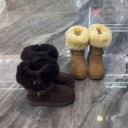 长筒两穿时尚骑士雪地靴毛毛翻边