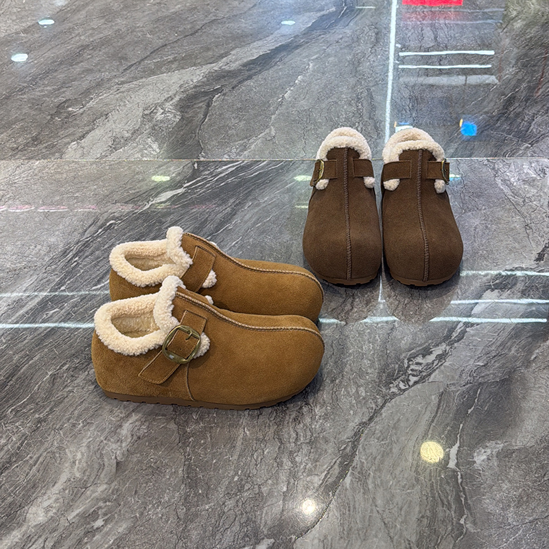 洋气皮带扣加厚雪地靴毛毛棉鞋