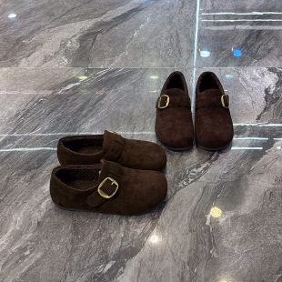 显脚小穆勒鞋 懒人内增高勃肯鞋 加厚保暖一脚蹬棉鞋 女2025冬新款 鞋