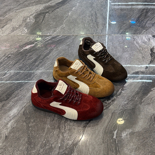 显脚小软底运动阿甘鞋 女2025冬新款 真皮内增高加绒德训鞋 美拉德