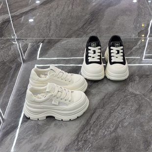 透气网面小个子7cm休闲小白鞋 女2026春夏新款 真皮厚底松糕鞋 超轻