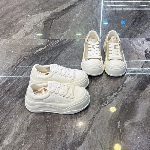 韩版百搭休闲板鞋系带圆头松糕鞋