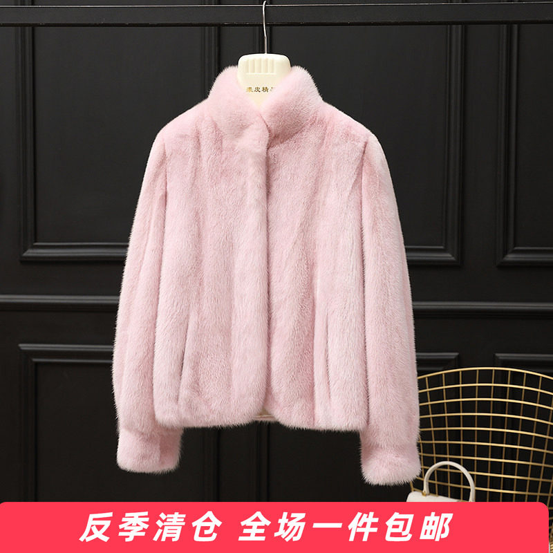 女式短款水貂毛貂皮大衣哲奴