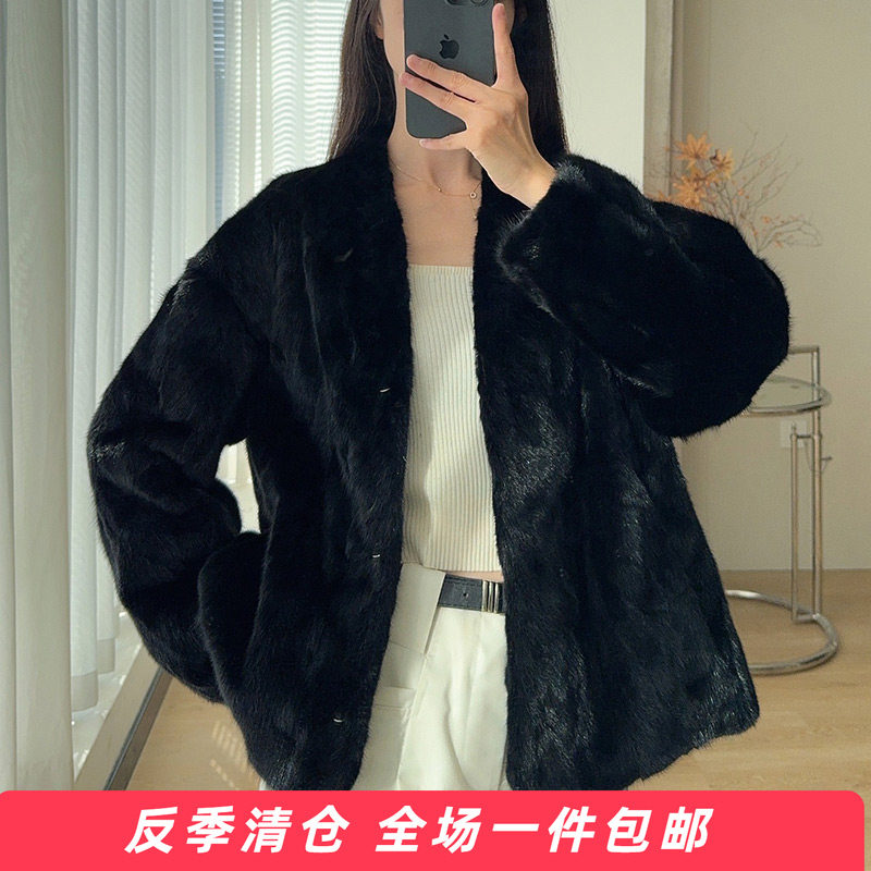 水貂皮大衣短款女拼貂海宁皮草外套小个子2025冬新款显瘦本色TT