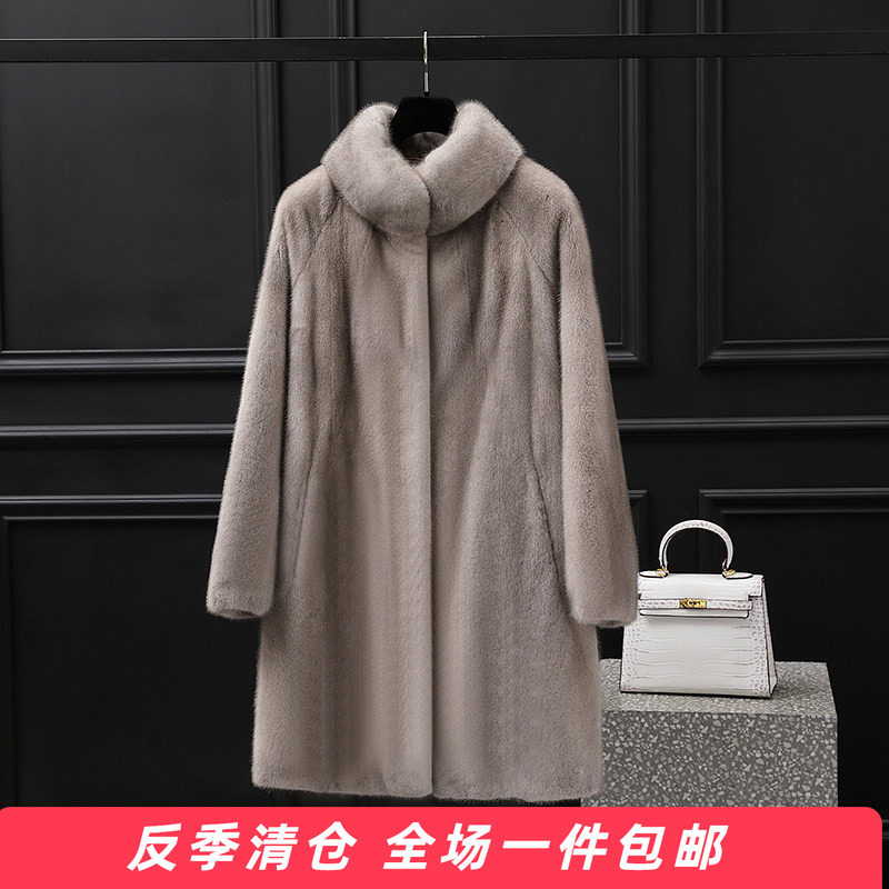 水貂皮大衣女整貂皮草冬面包领cx