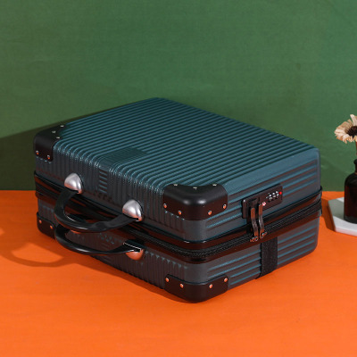 新款手提化妆箱14寸复古小型密码