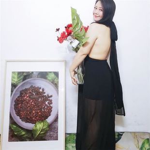 微胖深v连衣裙露背性感成人女生晚宴聚会大码礼服派对高贵女人味