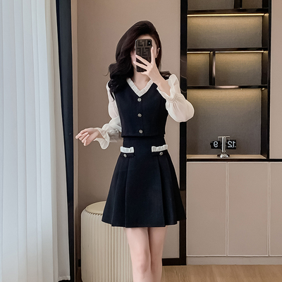 V领假两件套装新款拼接高级感