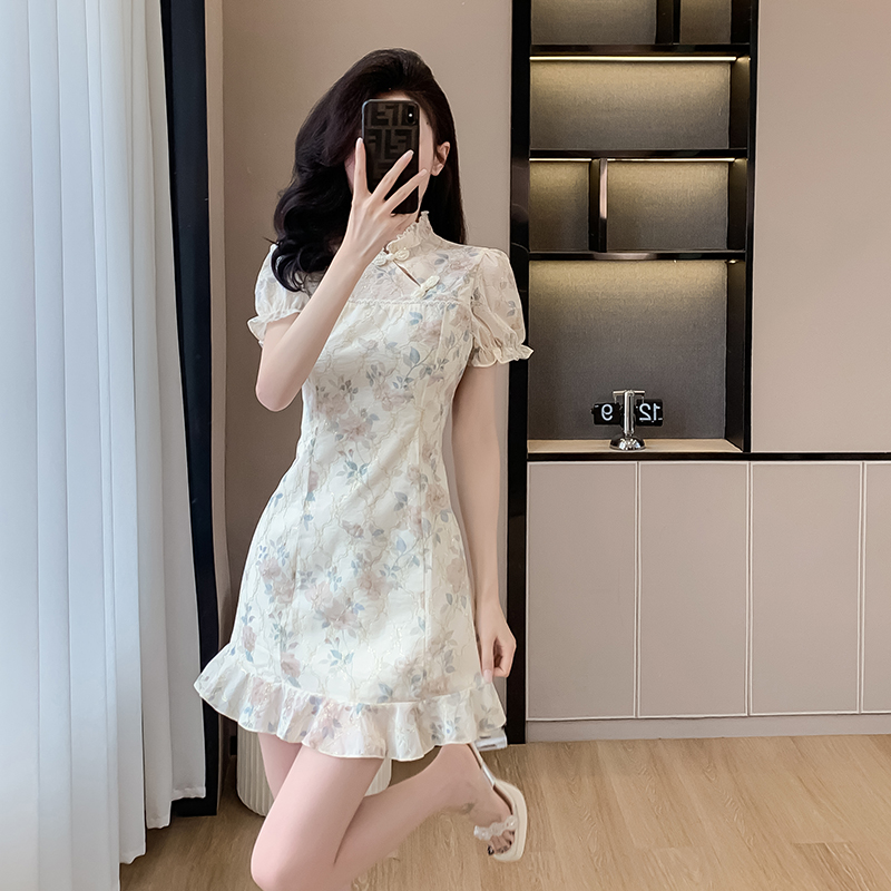 复古改良旗袍连衣裙2025夏季少女年轻款设计感小众国风鱼尾短裙子