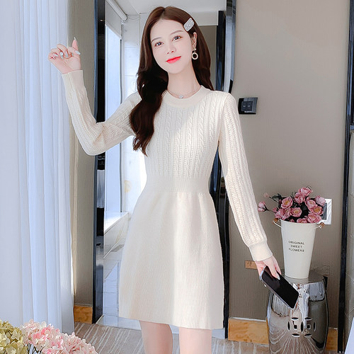 小个子法式配大衣针织连衣裙毛衣