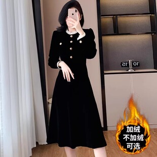 丝绒连衣裙今年流行爆款女装春季高级感富家千金感显瘦遮肚子长裙