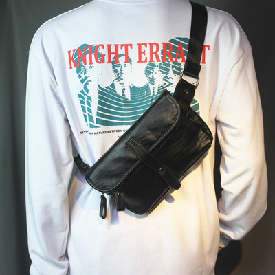 软皮休闲胸包潮流运动斜挎包时尚