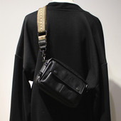 胸包小方包 2025潮牌新款 时尚 皮质单肩包街头小挎包手机包斜跨包