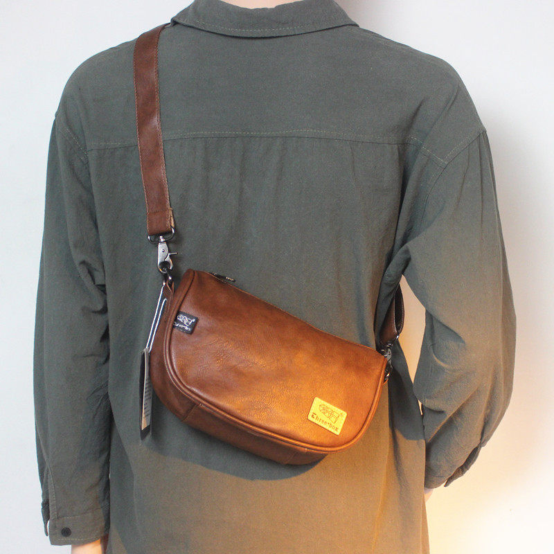 韩版男士单肩包男斜挎包小包潮流时尚男生个性挎包青年马鞍包pu皮 - 八年老店金牌品质Threebox箱包出品