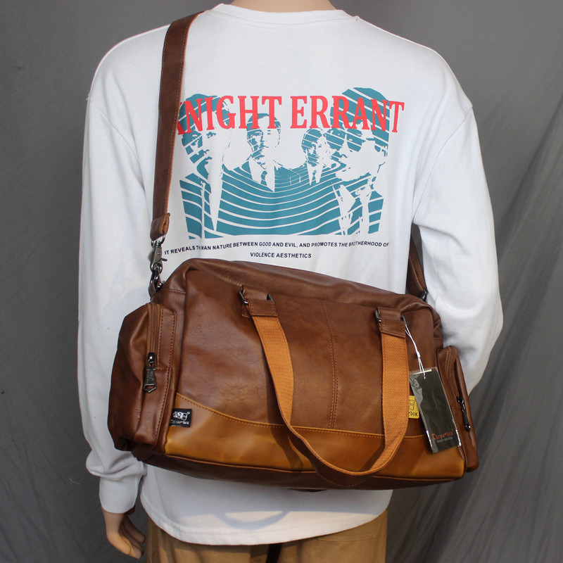 潮牌新款男女大容量短途旅游包出差手提包复古单肩包男健身包斜跨