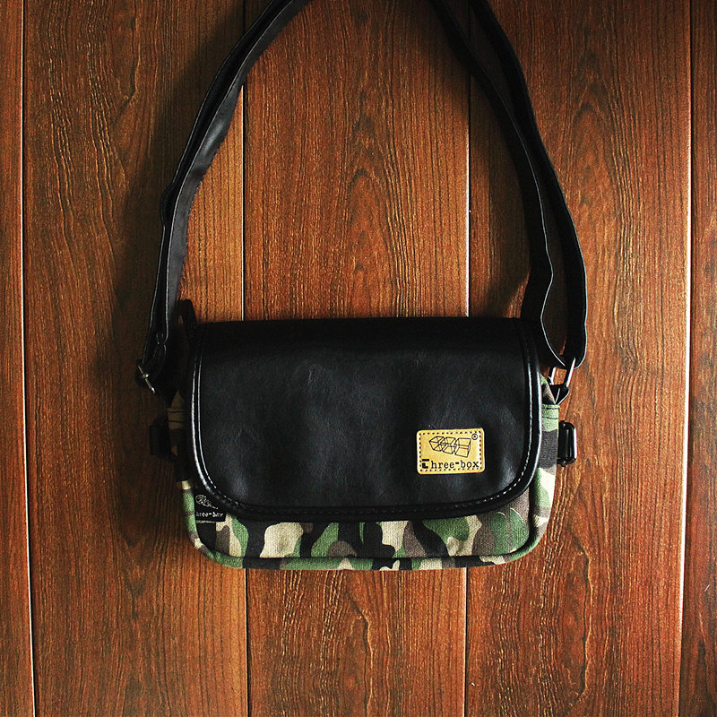 新款三盒子单肩男包男女情侣迷彩