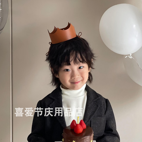 皮质精致王子公主皇冠生日帽头饰